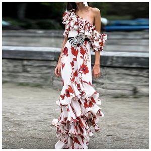 The KASARA Floral Ruffle Maxi Dress